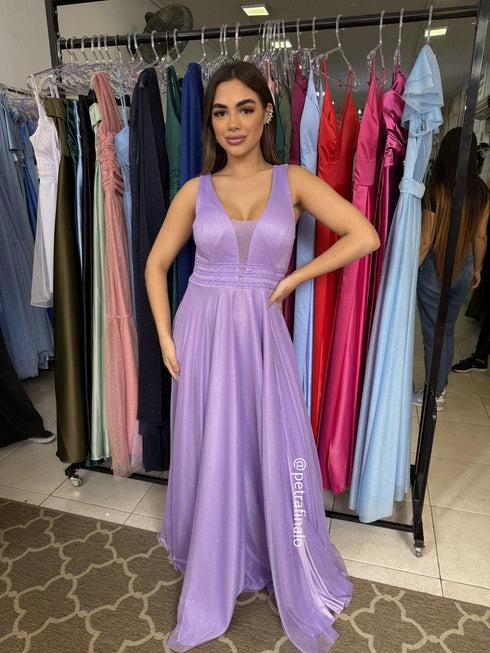 VESTIDO TRES LISTRAS PLISSADO
